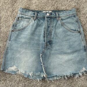 *NWOT* Free People Light Blue Distressed Denim Mini Skirt